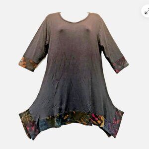 Nwt FUNKY STUFF tie dye slate boho knit rayon spandex TOP T-SHIRT L